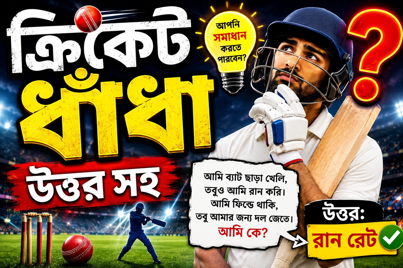 ক্রিকেট ধাঁধা উত্তর সহ - মজার ও বুদ্ধির খেলায় জমে উঠুক আড্ডা