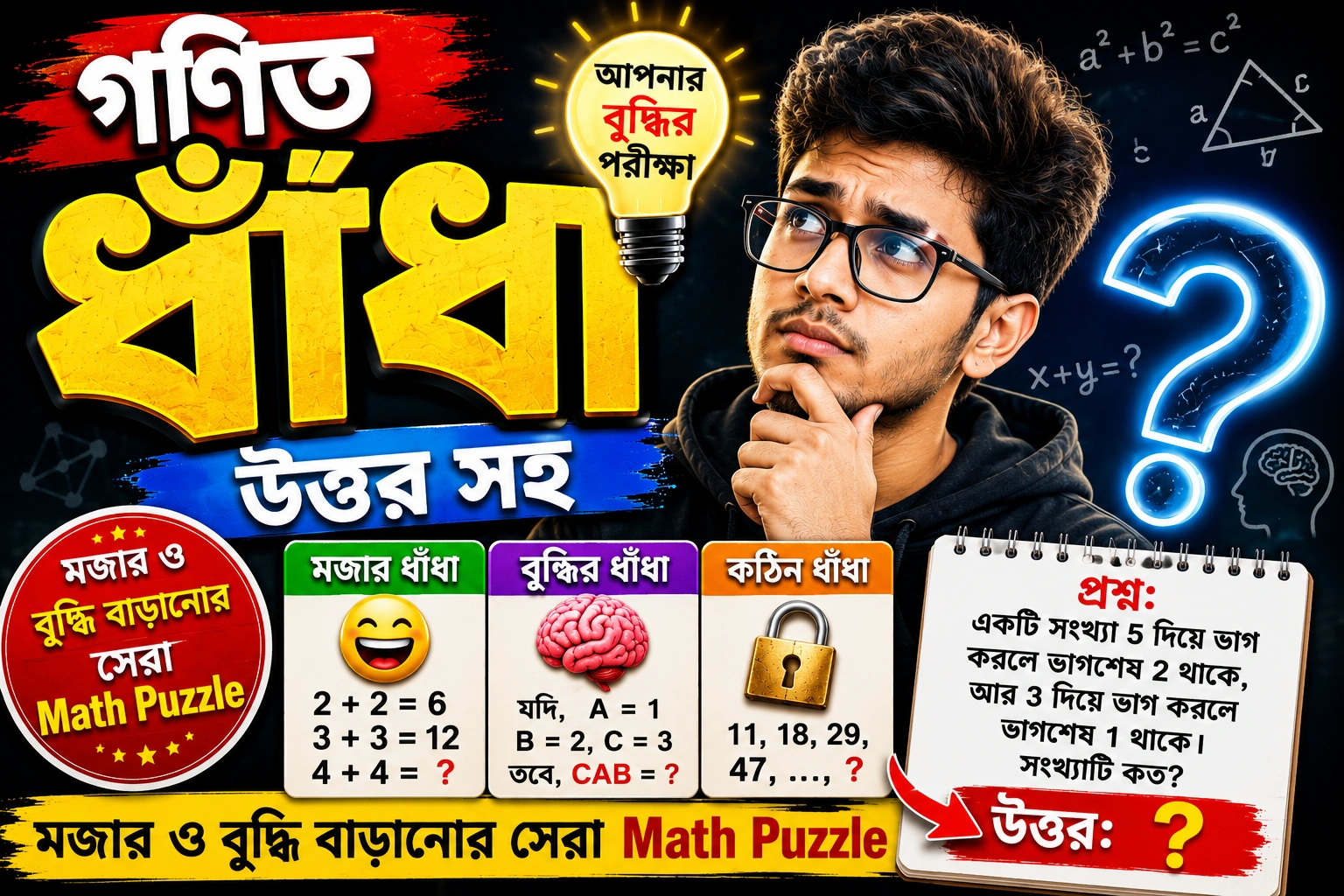 গণিত ধাঁধা উত্তর সহ - মজার ও বুদ্ধি বাড়ানোর সেরা Math Puzzle