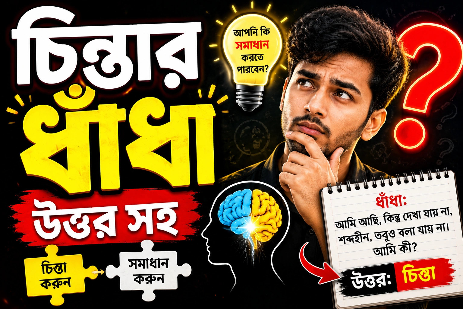 চিন্তার ধাঁধা উত্তর সহ - মজার বুদ্ধির খেলা ও IQ বাড়ানোর সেরা ধাঁধা